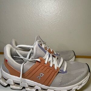 On Cloudswift Womens Sz 8.5 Running Shoes Beige Orange Athletic Trainer Sneakers
